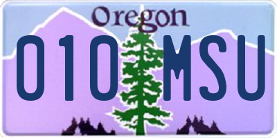 OR license plate 010MSU