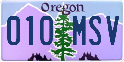 OR license plate 010MSV