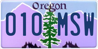 OR license plate 010MSW