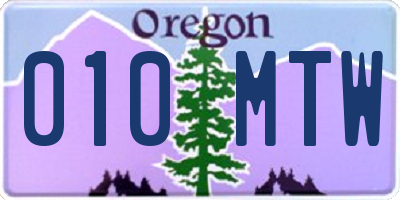 OR license plate 010MTW