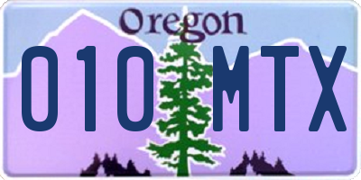 OR license plate 010MTX