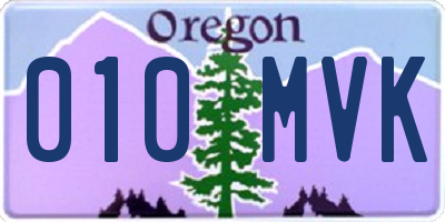 OR license plate 010MVK