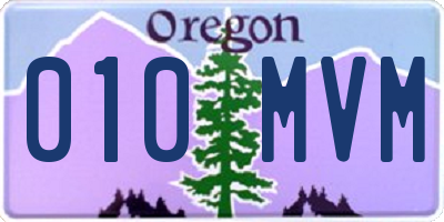 OR license plate 010MVM