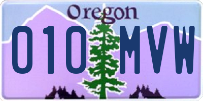 OR license plate 010MVW