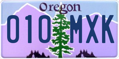 OR license plate 010MXK