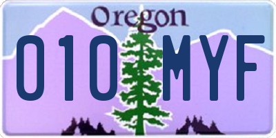 OR license plate 010MYF