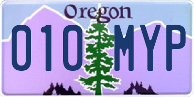 OR license plate 010MYP
