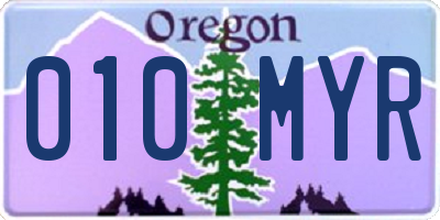 OR license plate 010MYR