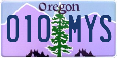 OR license plate 010MYS