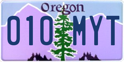 OR license plate 010MYT