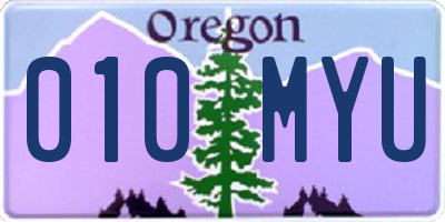OR license plate 010MYU