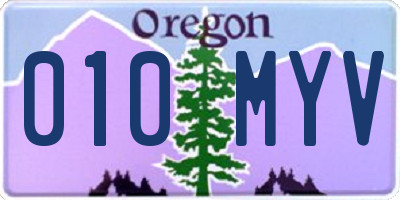 OR license plate 010MYV