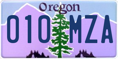 OR license plate 010MZA