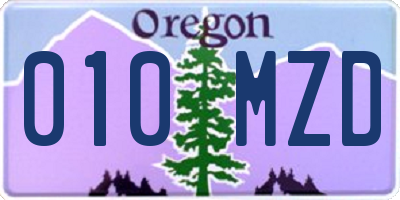 OR license plate 010MZD
