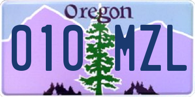 OR license plate 010MZL