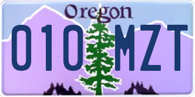 OR license plate 010MZT