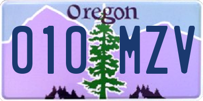 OR license plate 010MZV
