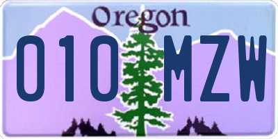 OR license plate 010MZW