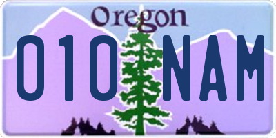 OR license plate 010NAM
