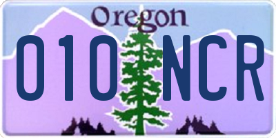 OR license plate 010NCR