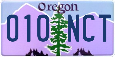 OR license plate 010NCT