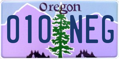 OR license plate 010NEG