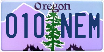 OR license plate 010NEM