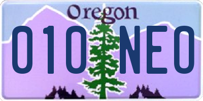 OR license plate 010NEO