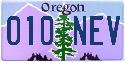 OR license plate 010NEV