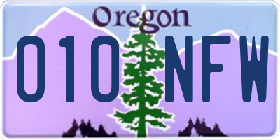 OR license plate 010NFW
