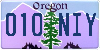 OR license plate 010NIY