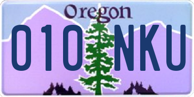 OR license plate 010NKU