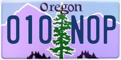OR license plate 010NOP