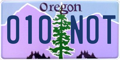 OR license plate 010NOT