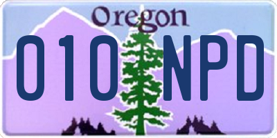 OR license plate 010NPD