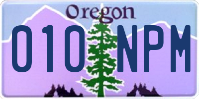 OR license plate 010NPM