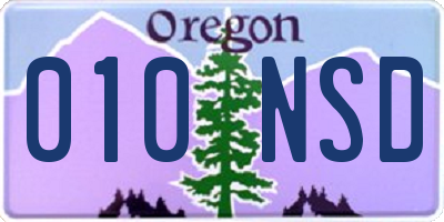 OR license plate 010NSD