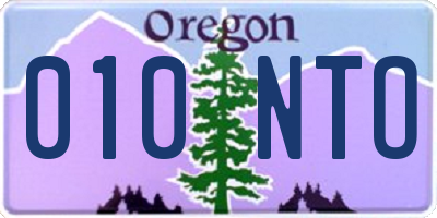 OR license plate 010NTO