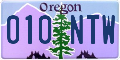 OR license plate 010NTW