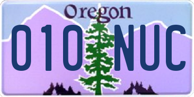 OR license plate 010NUC