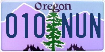 OR license plate 010NUN