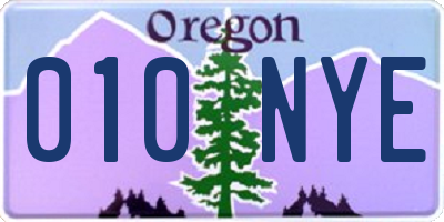 OR license plate 010NYE