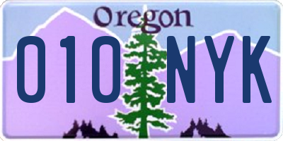 OR license plate 010NYK