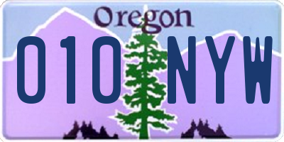 OR license plate 010NYW