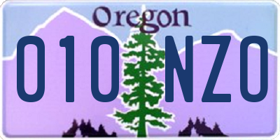 OR license plate 010NZO