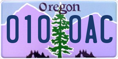 OR license plate 010OAC