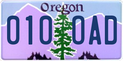 OR license plate 010OAD
