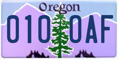 OR license plate 010OAF