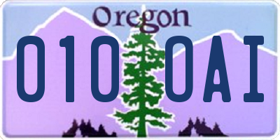 OR license plate 010OAI