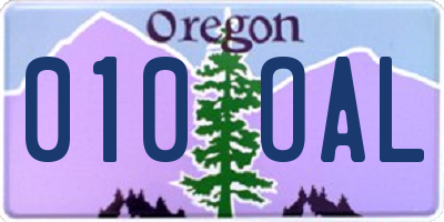 OR license plate 010OAL
